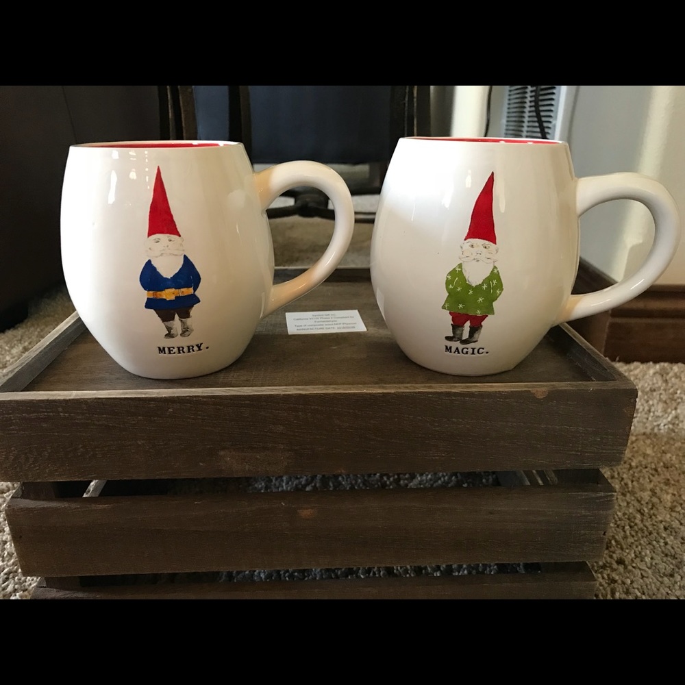 Set of Rae Dunn Magic & Merry Gnome Mugs